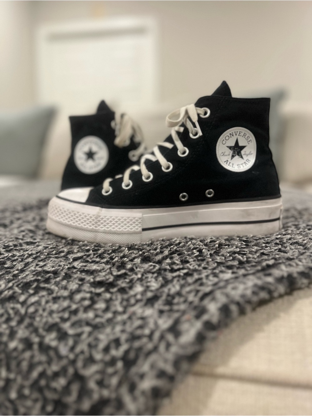 Classic Black High-Top Canvas Sneakers with White Soles